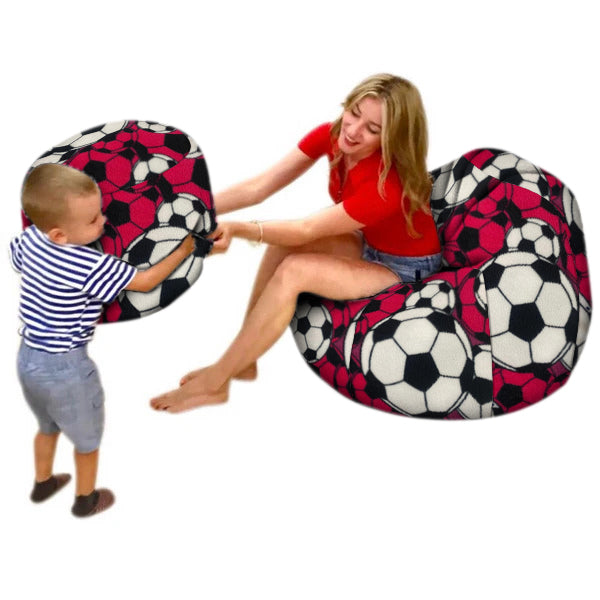 Bean bag, Pouf classique Adulte Ovale, Large Multipositions style CA117A Motifs ANIMAUX/SOCCER/DENIN-JEANS-Beanbag Montréal