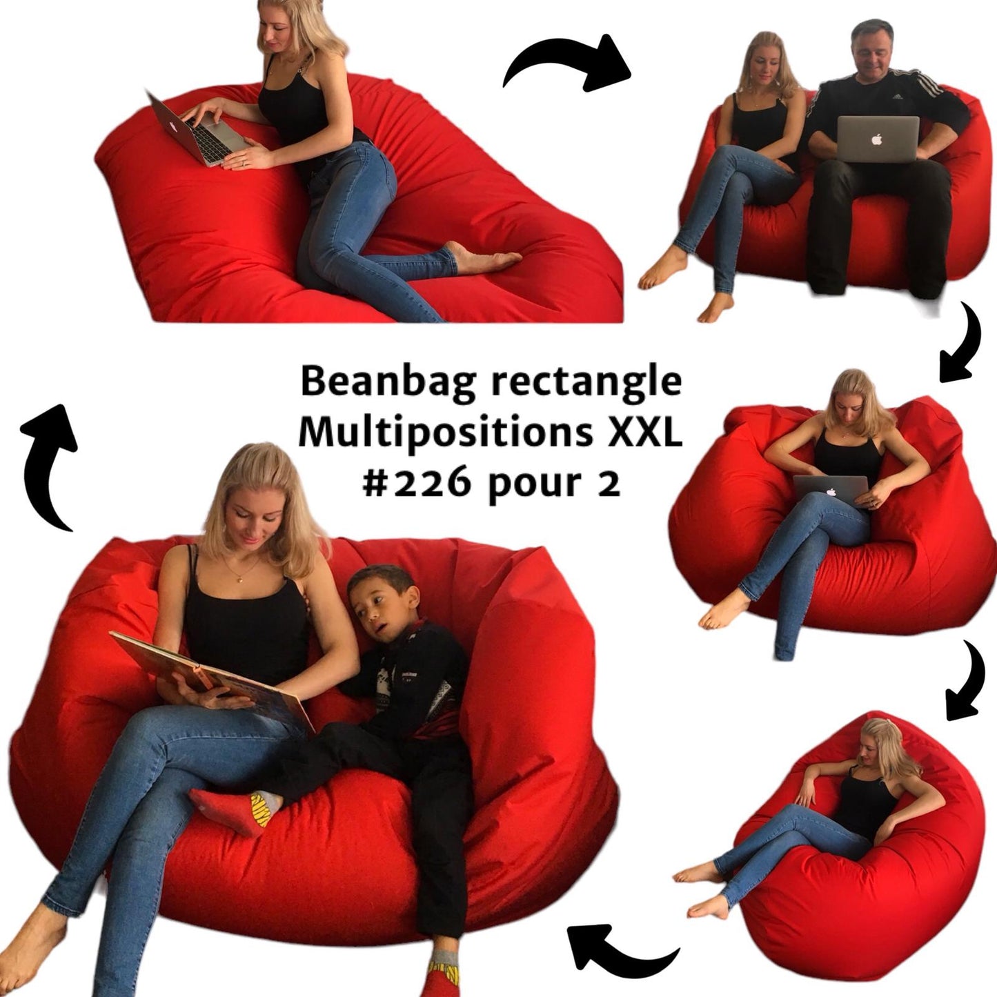 Beanbag for two Oval, XXL Multi-position style CA226