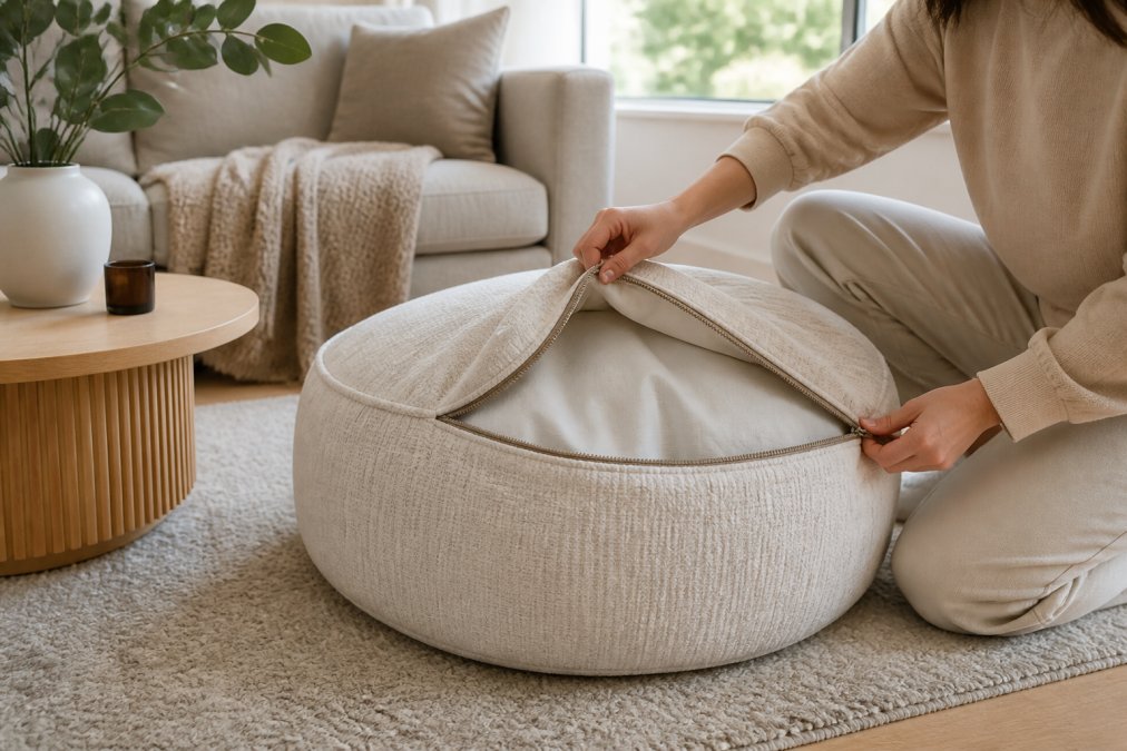 Pouf déhoussable design pour salon moderne