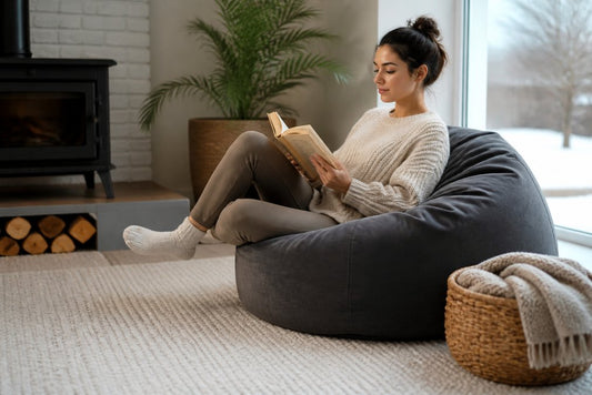 Pouf en mousse mémoire pour coin lecture