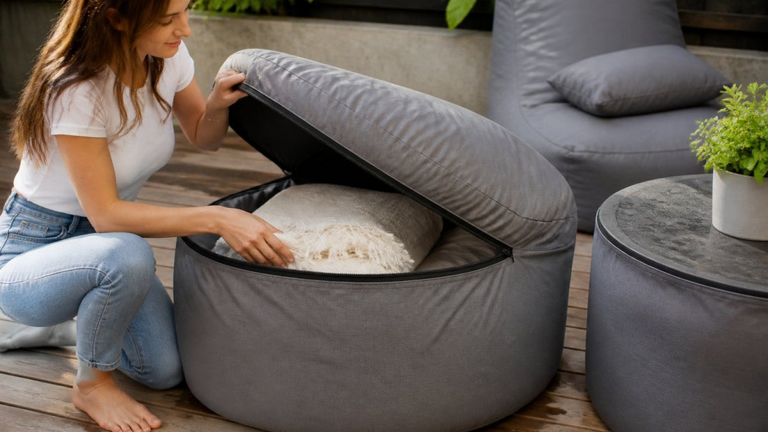 Rangement intégré pour pouf extérieur : guide pratique