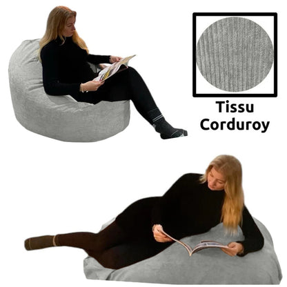 Bean bag, Classic Oval Multi-Position Adult Pouf, Large, Corduroy Fabric, Style CA117C-Beanbag Montreal