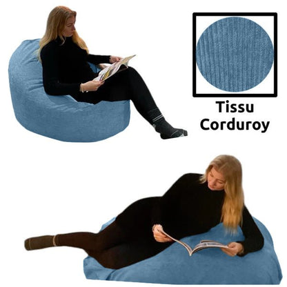 Bean bag, Classic Oval Multi-Position Adult Pouf, Large, Corduroy Fabric, Style CA117C-Beanbag Montreal