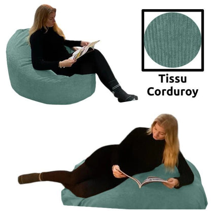 Bean bag, Classic Oval Multi-Position Adult Pouf, Large, Corduroy Fabric, Style CA117C-Beanbag Montreal