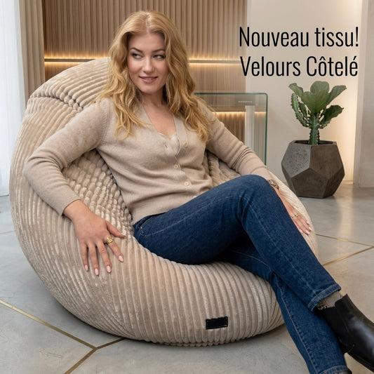 Nouveau! Beanbag Poire ergonomique en VELOURS CÔTELÉ style CA201V