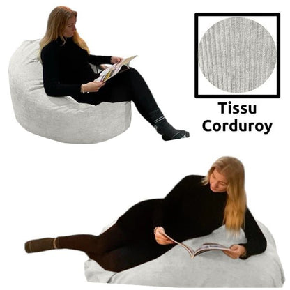 Bean bag, Classic Oval Multi-Position Adult Pouf, Large, Corduroy Fabric, Style CA117C-Beanbag Montreal