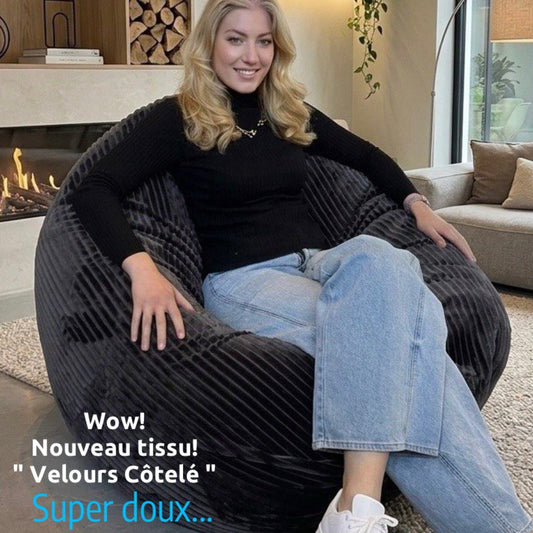 Bean bag, Pouf classique Adulte Ovale, XL Multipositions style CA#126V - Nouveau tissu VELOURS CÔTELÉ