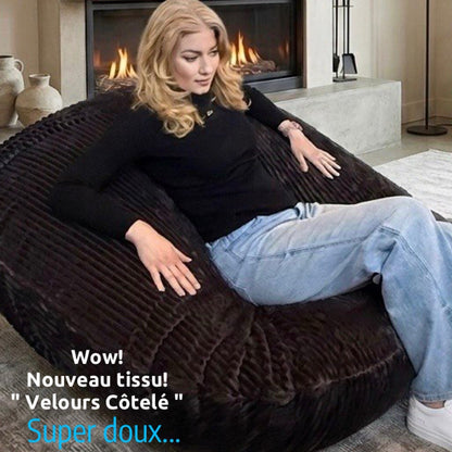 Bean bag, Pouf classique Adulte Ovale, XL Multipositions style CA#126V - Nouveau tissu VELOURS CÔTELÉ