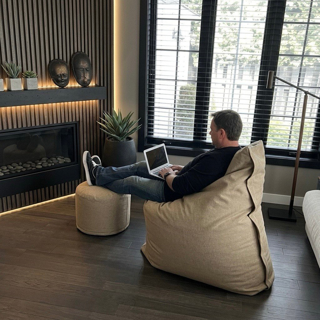 Bean bag, Classic Adult Large Multi-Position Pouf, Style CA999-Beanbag Montreal