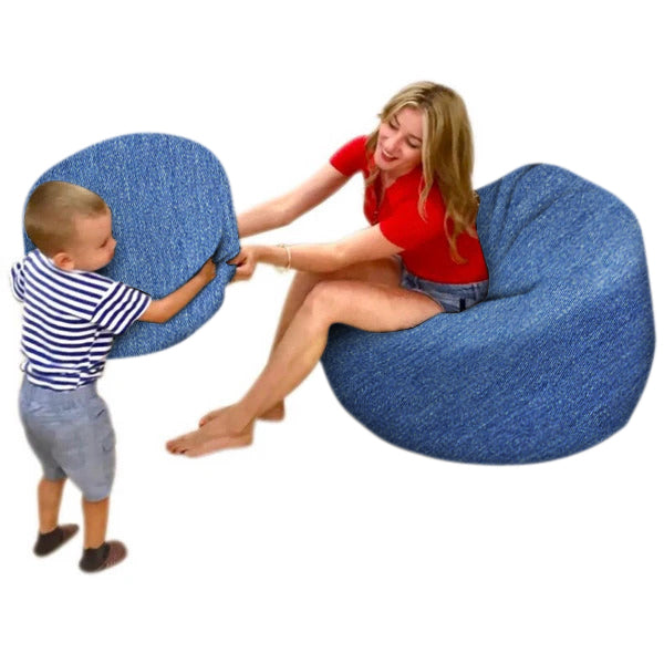 Beanbag Adulte Ovale, Large Multipositions style CA117A Motifs ANIMAUX/SOCCER/DENIN-JEANS
