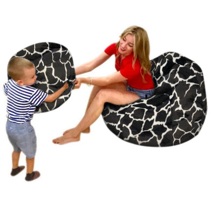 Bean bag, Classic Adult Oval Pouf, Large Multi-position style CA117A Animal/Soccer/Denim-Jeans Patterns - Montreal Beanbag