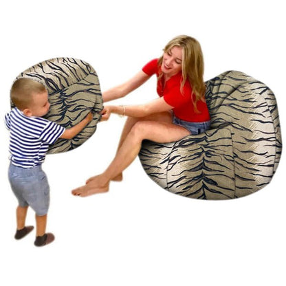 Bean bag, Classic Adult Oval Pouf, Large Multi-position style CA117A Animal/Soccer/Denim-Jeans Patterns - Montreal Beanbag