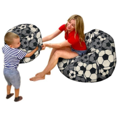 Bean bag, Classic Adult Oval Pouf, Large Multi-position style CA117A Animal/Soccer/Denim-Jeans Patterns - Montreal Beanbag