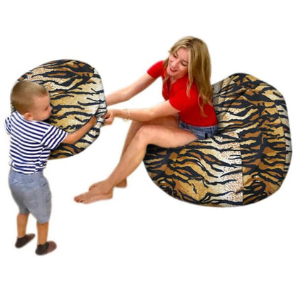 Bean bag, Classic Adult Oval Pouf, Large Multi-position style CA117A Animal/Soccer/Denim-Jeans Patterns - Montreal Beanbag