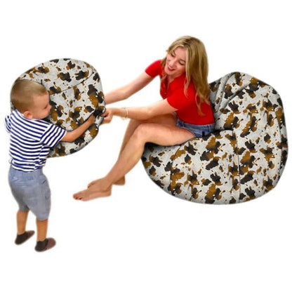 Bean bag, Classic Adult Oval Pouf, Large Multi-position style CA117A Animal/Soccer/Denim-Jeans Patterns - Montreal Beanbag