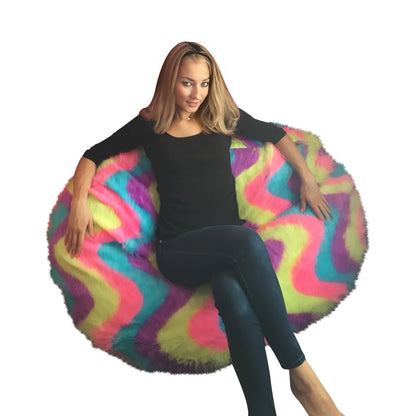 Bean Bag, Classic Oval Adult Multi-position Pouf, Large Faux Fur style CA117F-Beanbag Montreal