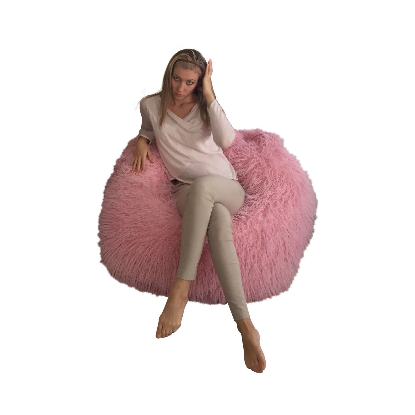 Beanbag Adulte Ovale Multipositions, Large Fausse Fourrure Mongolian style CA117