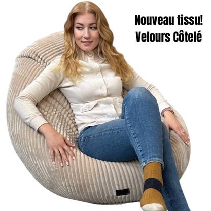 1 outer cover and 1 empty inner cover, FILLING NOT INCLUDED* New! Ergonomic corduroy beanbag style CA201VH - Beanbag Montreal