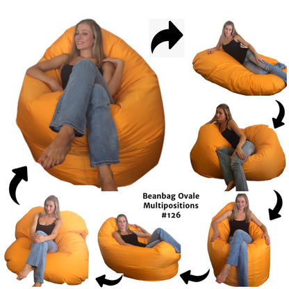 1 outer cover and 1 empty inner cover, FILLING NOT INCLUDED* Oval Adult Beanbag, XL Multi-position style CA126H-Beanbag Montreal