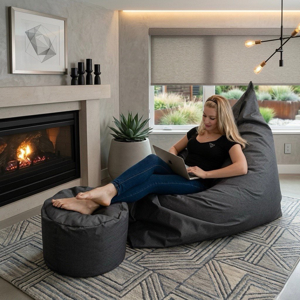 Bean bag, Classic Adult XL Multi-position Pouf, Style CA777-Beanbag Montreal