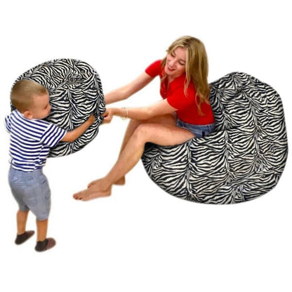 Bean bag, Classic Adult Oval Pouf, Large Multi-position style CA117A Animal/Soccer/Denim-Jeans Patterns - Montreal Beanbag