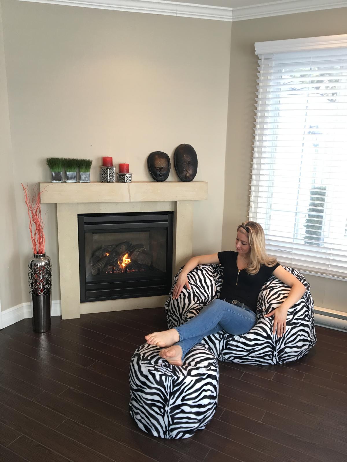 Beanbag Adulte Ovale, Large Multipositions style CA117A Motifs ANIMAUX/SOCCER/DENIN-JEANS