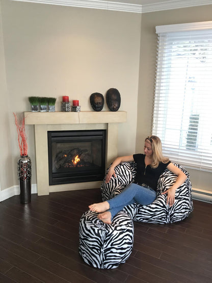 Bean bag, Classic Adult Oval Pouf, Large Multi-position style CA117A Animal/Soccer/Denim-Jeans Patterns - Montreal Beanbag