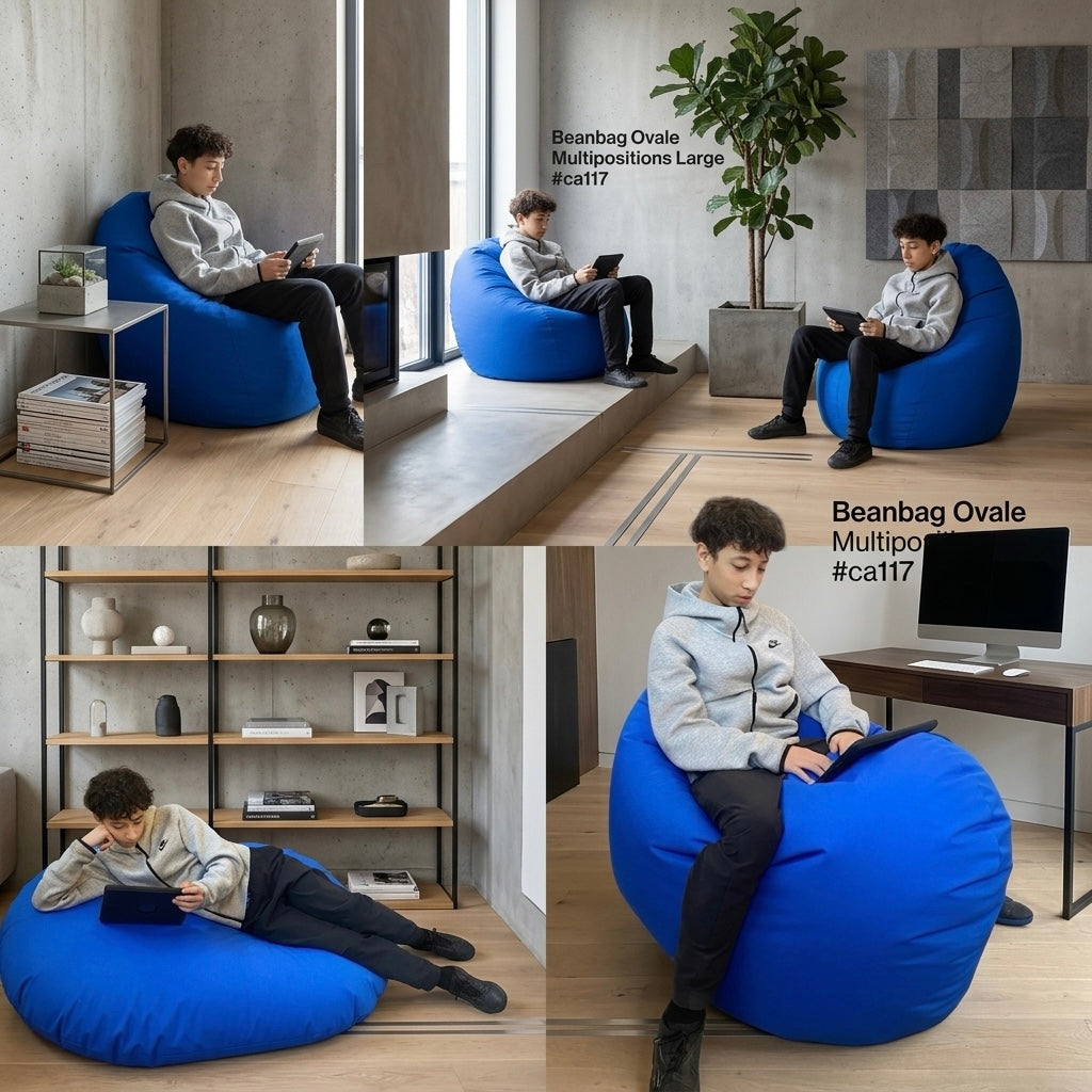 Bean bag, Pouf classique Adulte Ovale, Large Multipositions style CA117-Beanbag Montréal