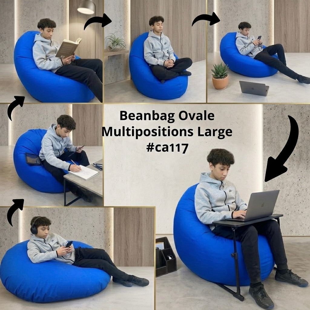 Bean bag, Pouf classique Adulte Ovale, Large Multipositions style CA117-Beanbag Montréal