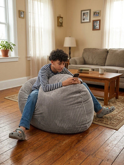 Oval Multi-Position Adult Beanbag, Large Corduroy Style CA117V-Beanbag Montreal
