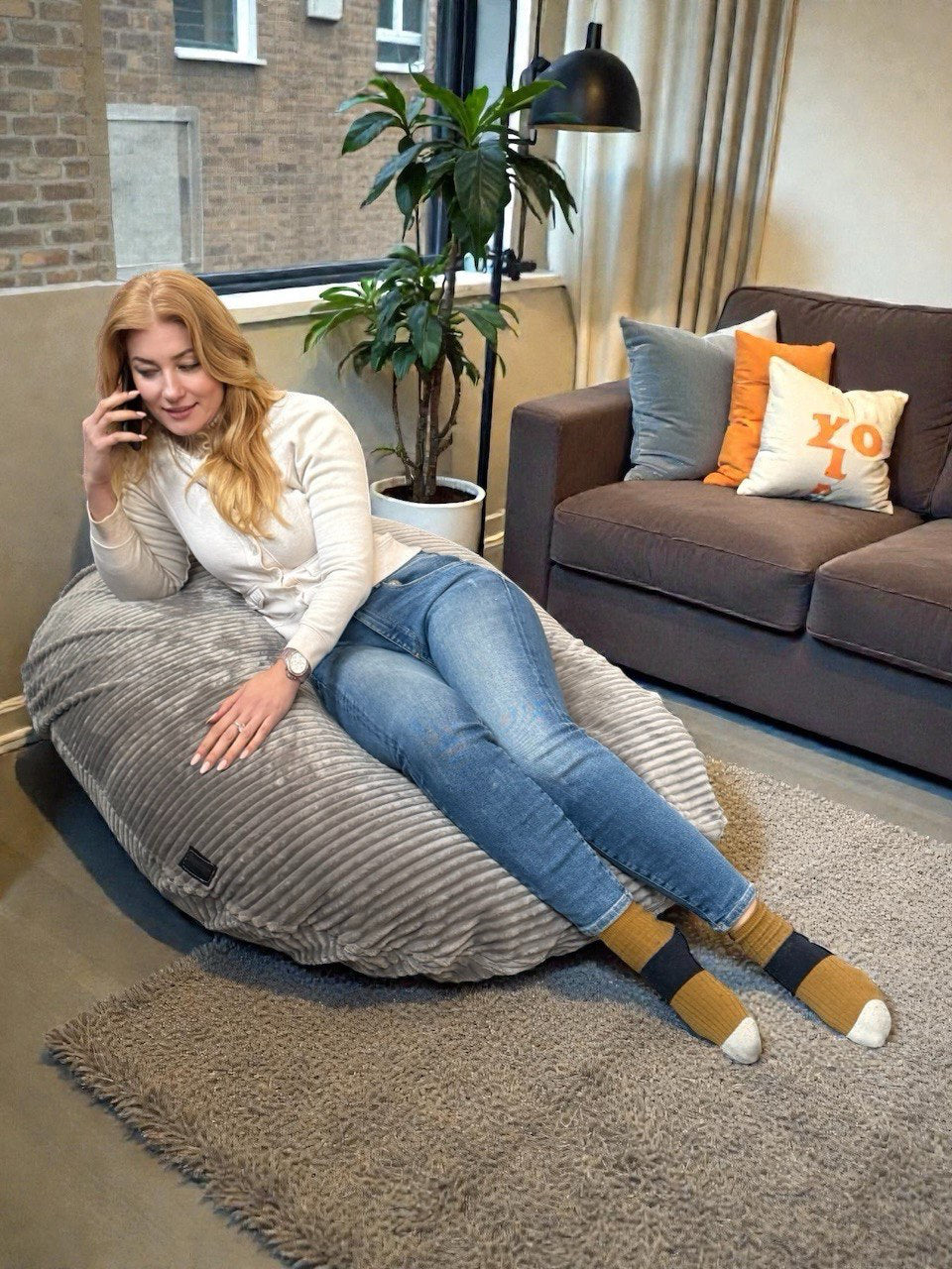 Oval Multi-Position Adult Beanbag, Large Corduroy Style CA117V-Beanbag Montreal