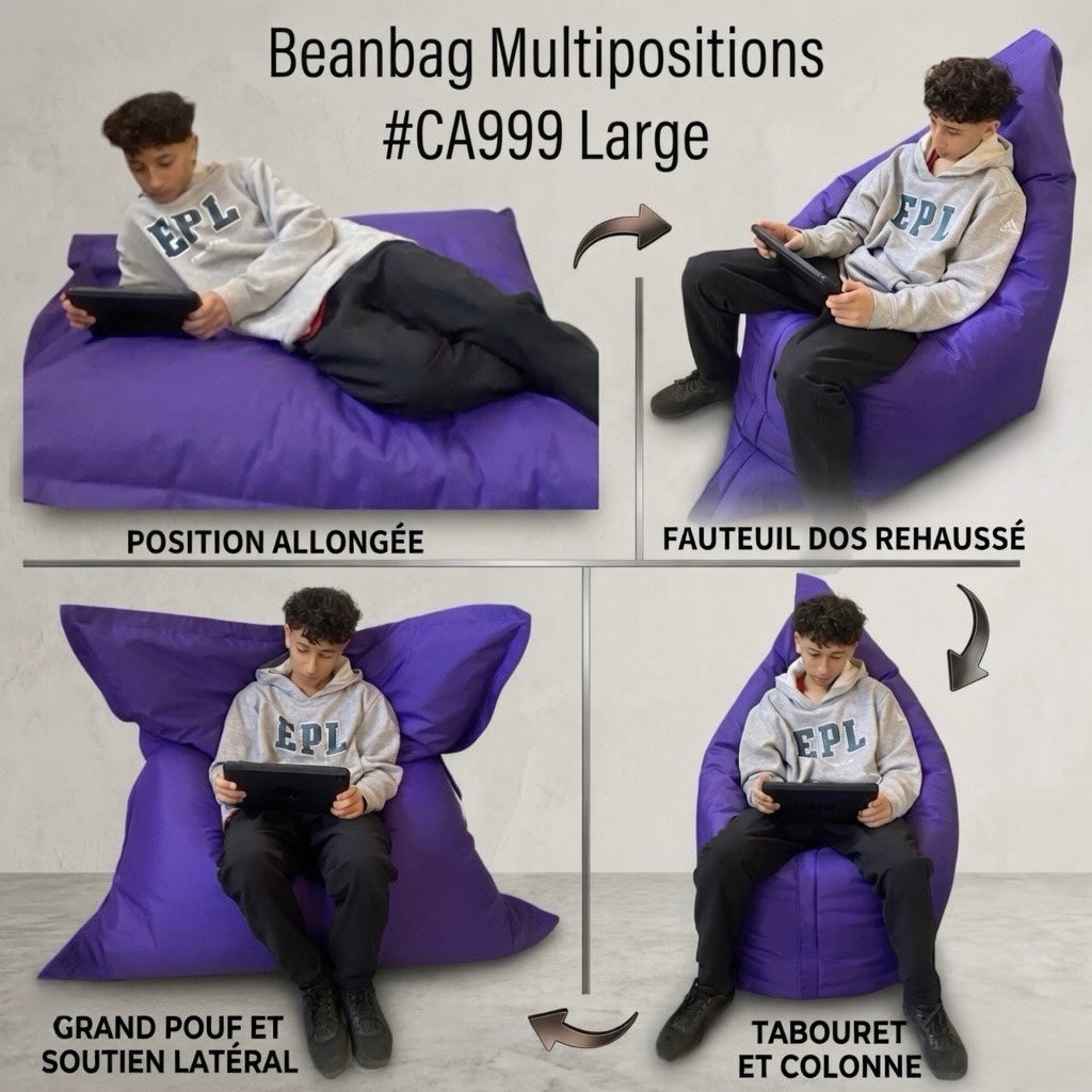 Bean bag, Pouf classique Adulte Large Multipositions style CA999-Beanbag Montréal