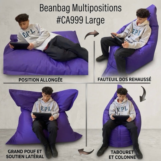Bean bag, Pouf classique Adulte Large Multipositions style CA999-Beanbag Montréal