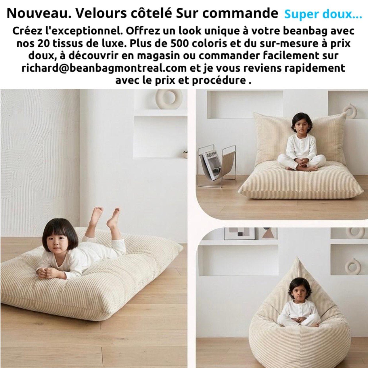 Bean bag, Classic Junior Multi-position Pouf style CA666-Beanbag Montreal