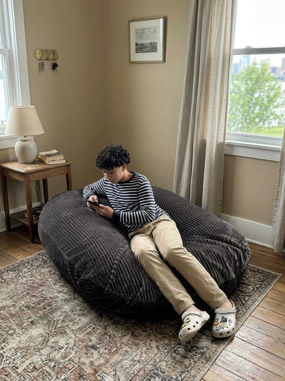 Bean bag, Pouf classique Adulte Ovale, XL Multipositions style CA#126V - Nouveau tissu VELOURS CÔTELÉ