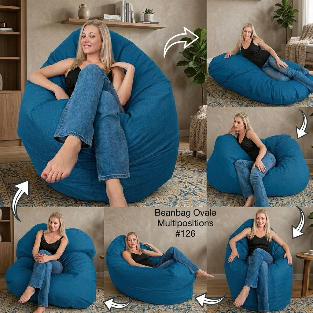 Bean bag, Pouf classique Adulte Ovale, XL Multipositions style CA126-Beanbag Montréal