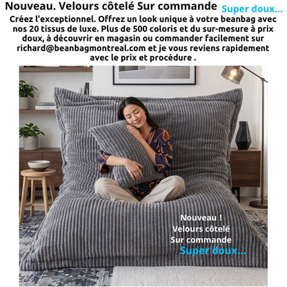 Bean bag, Classic Adult XL Multi-position Pouf, Style CA777-Beanbag Montreal