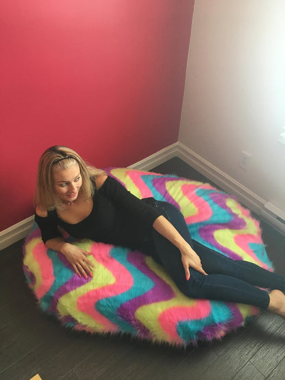 Bean Bag, Classic Oval Adult Multi-position Pouf, Large Faux Fur style CA117F-Beanbag Montreal